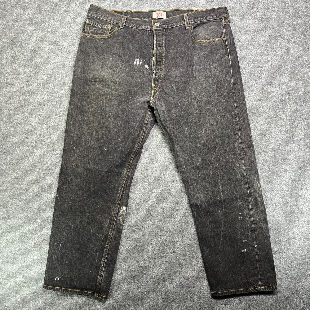 Levi's 501 Original Jeans Men's Black Denim Straight Leg Button Fly - 40x28